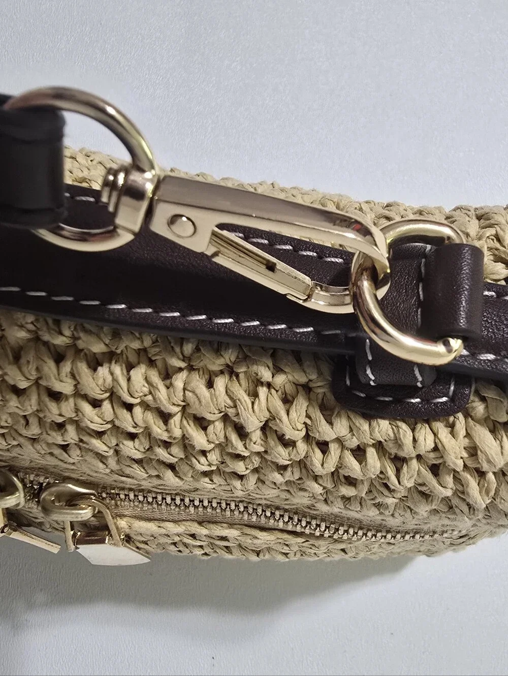 Tory Burch Romy Straw Slim Top Handle Bag